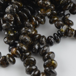 Green amber necklace polished baroque